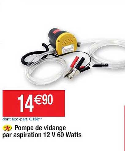 pompe de vidange par aspiration 12 v 60 watts