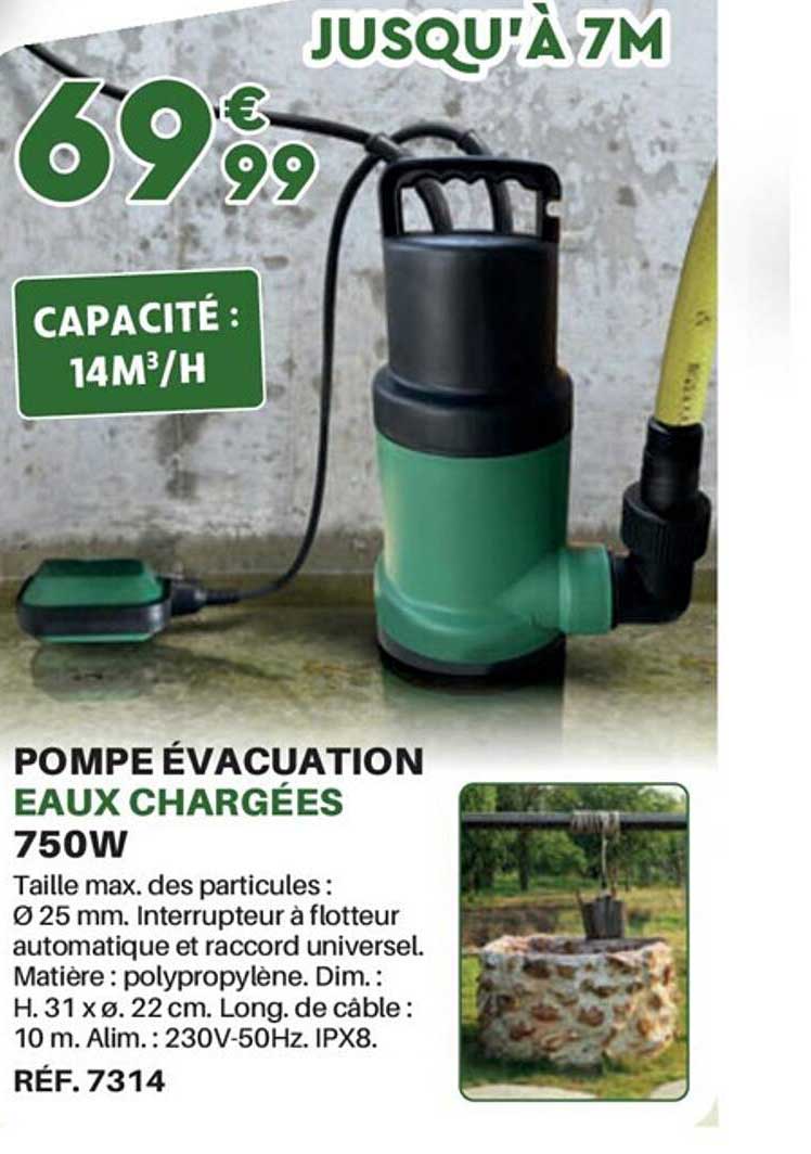 pompe évacuation eaux chargées 750w