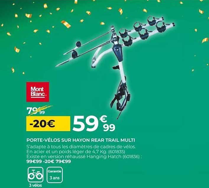 porte-vélos sur hayon rear trail multi mont blanc