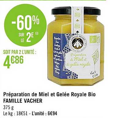 préparation de miel et gelée royale bio famille vacher