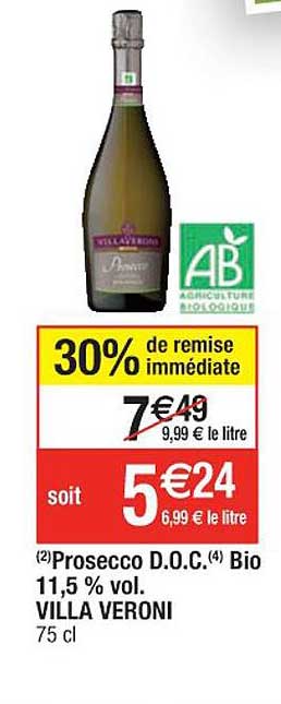 prosecco d.o.c. bio 11,5% vol. villa veroni