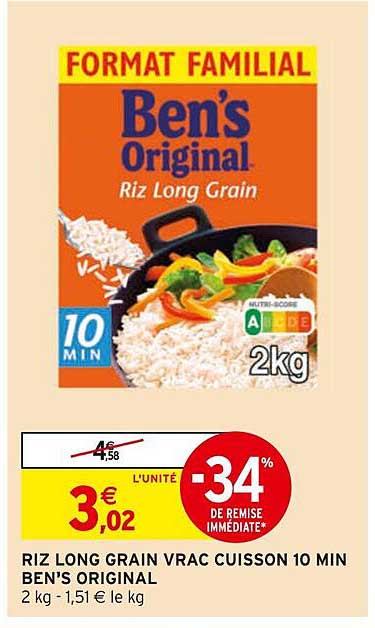 riz long grain vrac cuisson 10 min ben's original