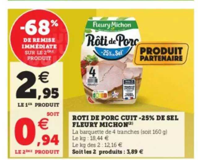 rôti de porc cuit -25% de sel fleury michon