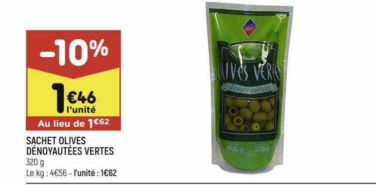 Sachet Olives Dénoyautées Vertes