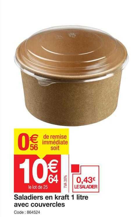 saladiers en kraft 1 litre avec couvercles