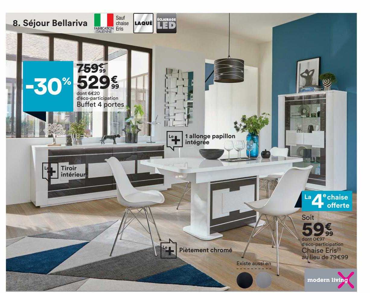séjour bellariva : buffet 4 portes, chaise eris modern living