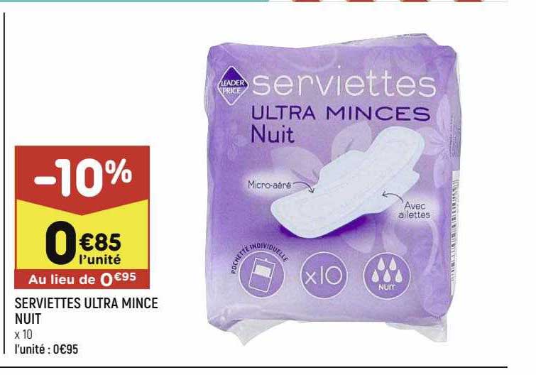 serviettes ultra mince nuit