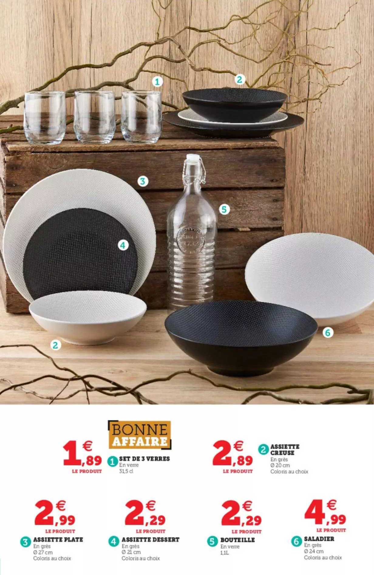 Set De Verres, Assiette Plate, Assiette Dessert, Bouteille, Saladier Assiette Creuse