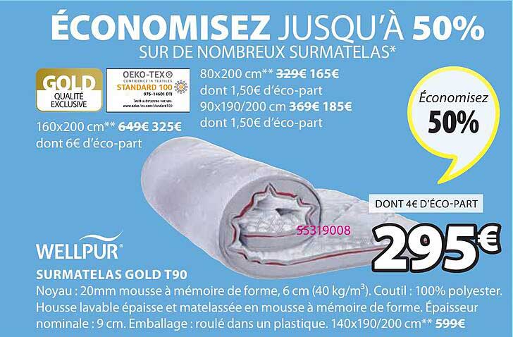 surmatelas gold t90 wellpur