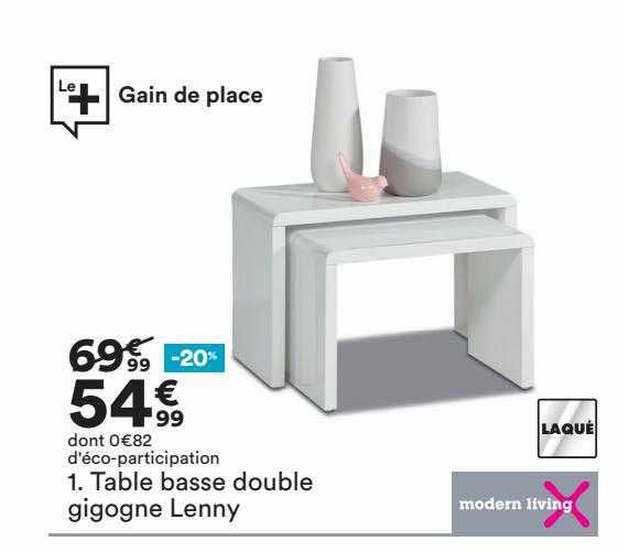 table basse double gigogne lenny modern living
