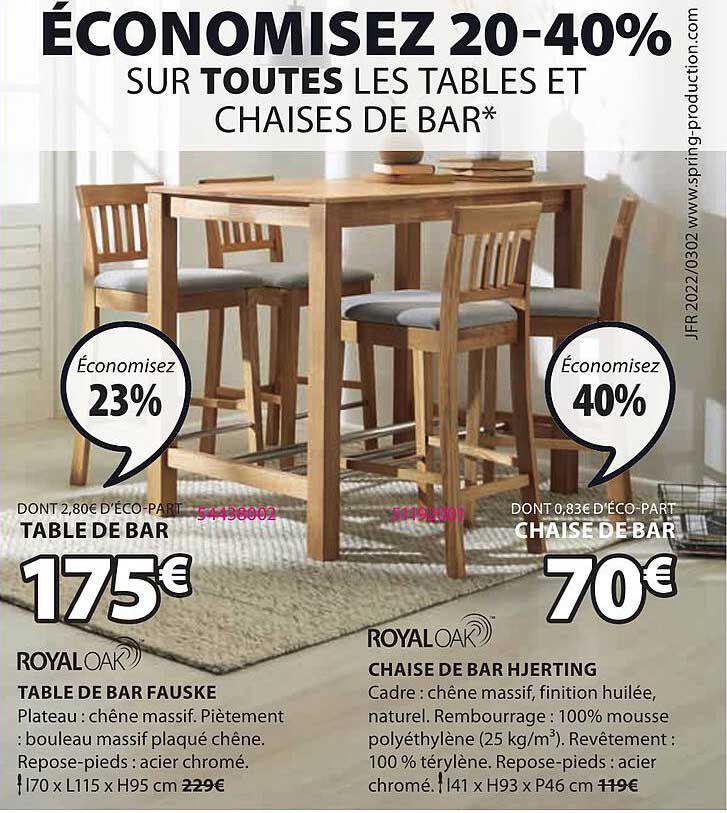 table de bar fauske, chaise de bar hjerting royal oak