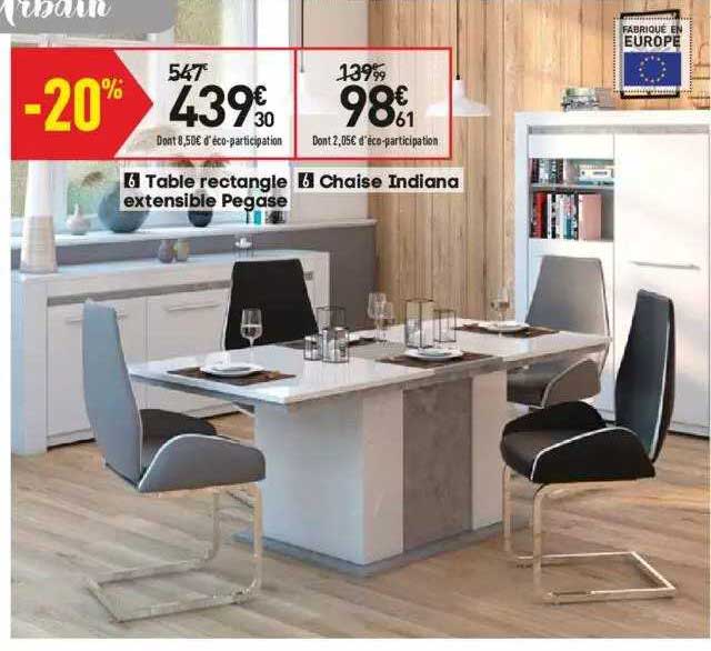table rectangle extensible pegase, chaise indiana