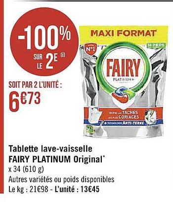 tablette lave-vaisselle fairy platinum original