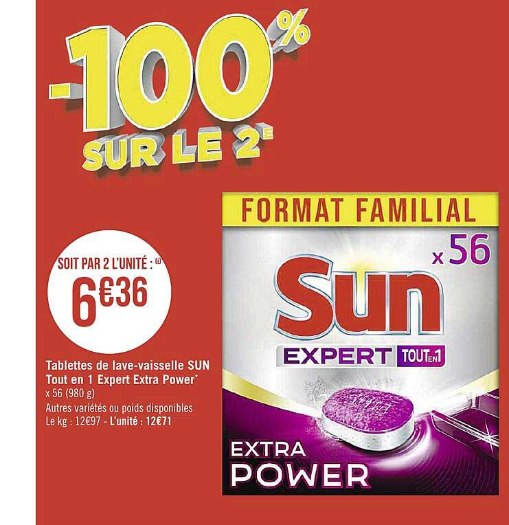 tablettes de lave-vaisselle sun tout en 1 expert extra power