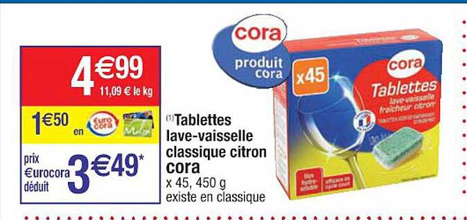 tablettes lave-vaisselle classique citron cora