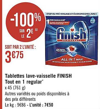 tablettes lave-vaisselle finish tout en 1 regular