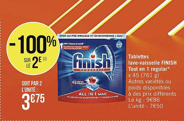 tablettes lave-vaisselle finish tout en 1 regular