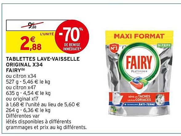 tablettes lave-vaisselle original x34 fairy