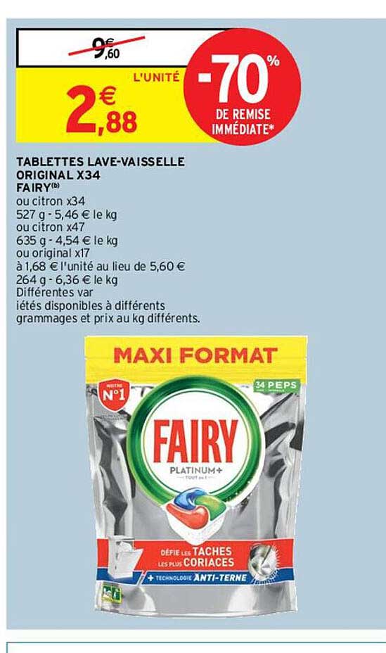 tablettes lave-vaisselle original x34 fairy