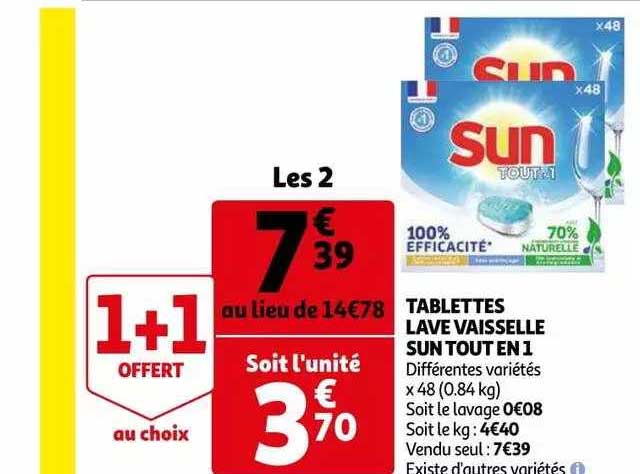 Tablettes Lave Vaisselle Sun Tout En 1