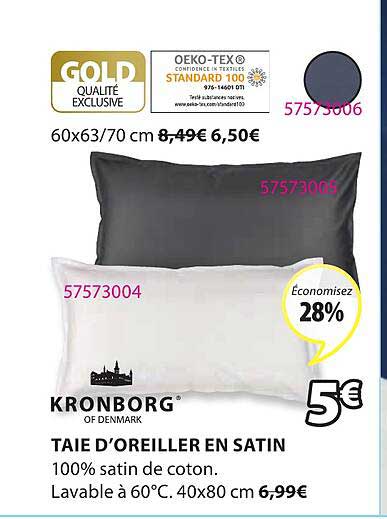 taie d'oreiller en satin kronborg