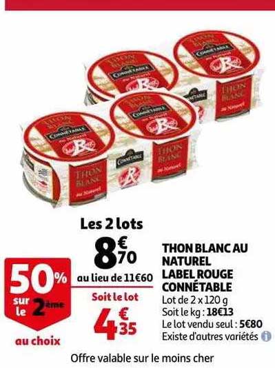 Thon Blanc Au Naturel Label Rouge Connétable