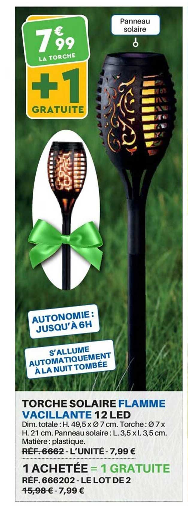 torches solaire flamme vacillante 12 led