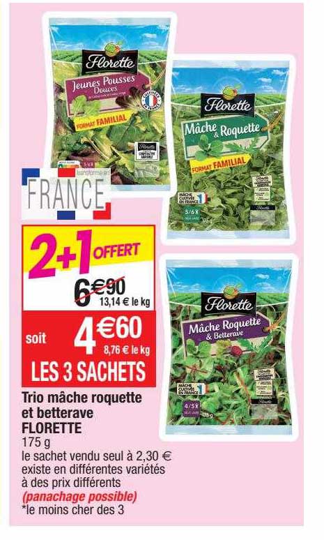 Trio Mâche Roquette Et Betterave Florette