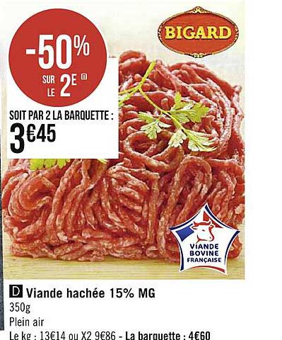 Viande Hachée 15% Mg Bigard