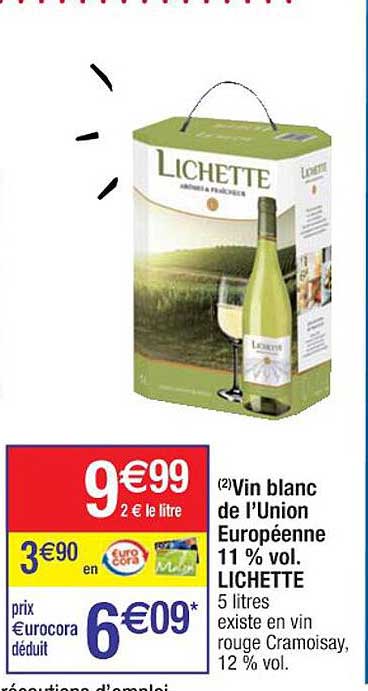 vin blanc de l'union européenne 11% vol. lichette