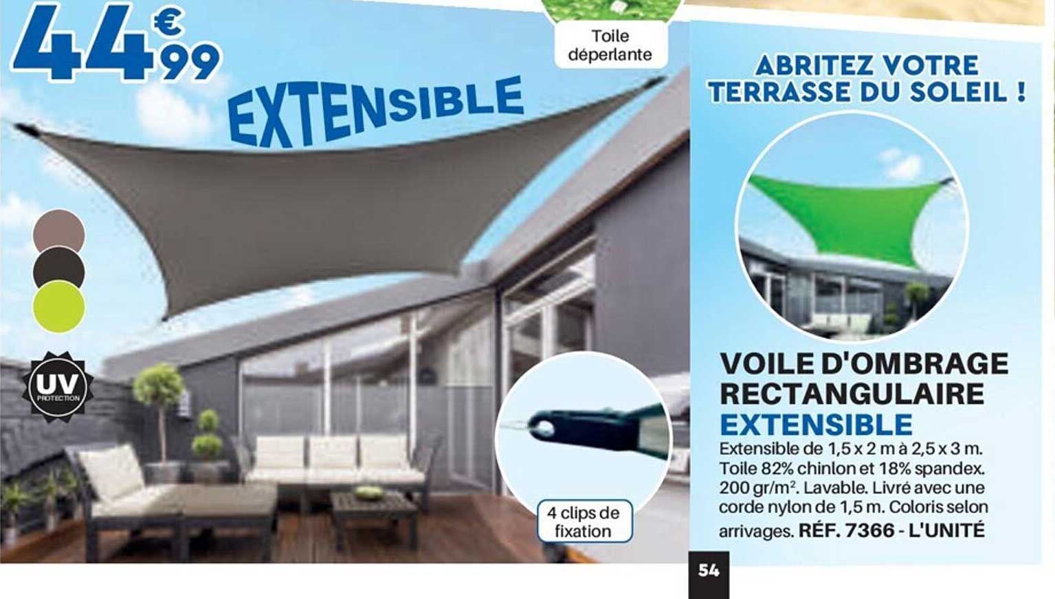 Voile D'ombrage Rectangulaire Extensible