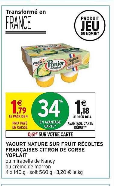 yaourt nature sur fruit récolte françaises citron de corse yoplait