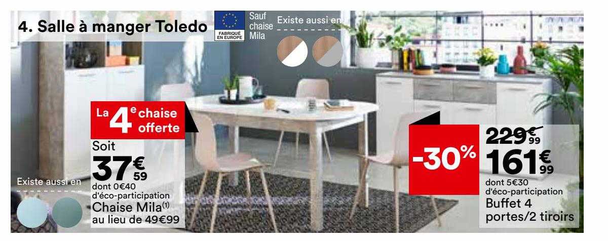 chaise mila, buffet 4 portes-2 tiroirs