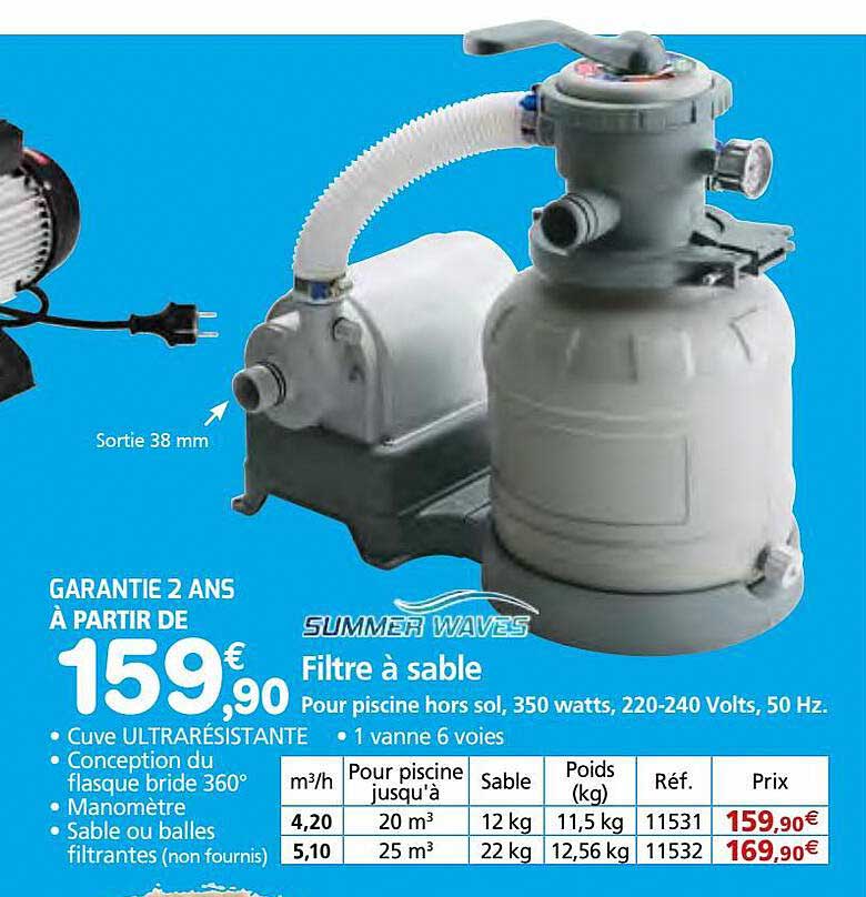 filtre à sable summer waves