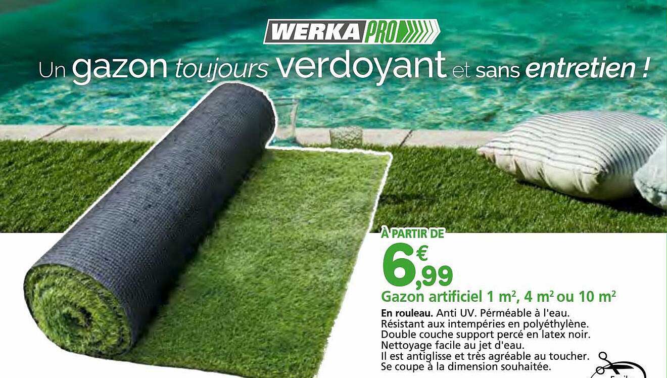 gazon artificiel 1 m², 4 m² ou 10 m² werka pro