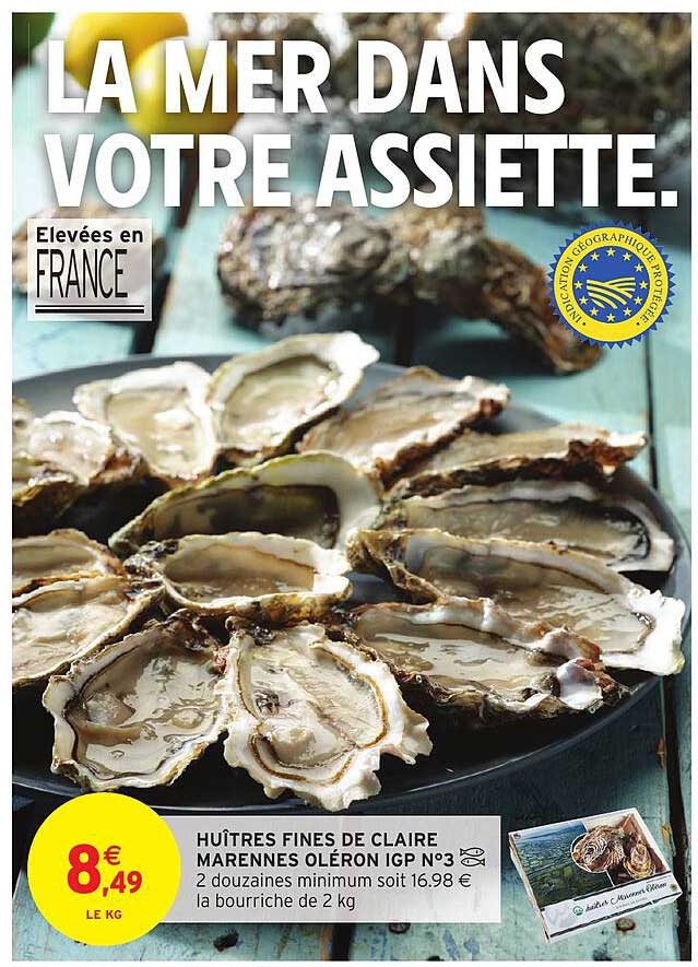 huîtres fines de claire marennes oléron igp n°3