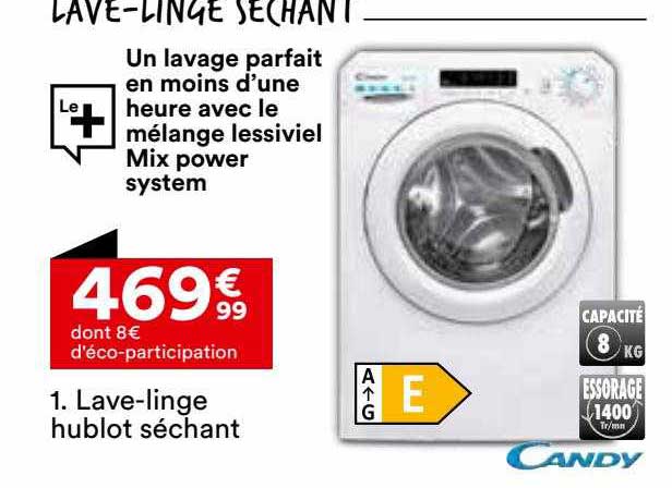 lave-linge hublot séchant candy