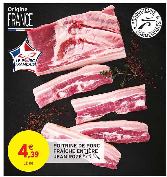 poitrine de porc fraîche entière jean rozé