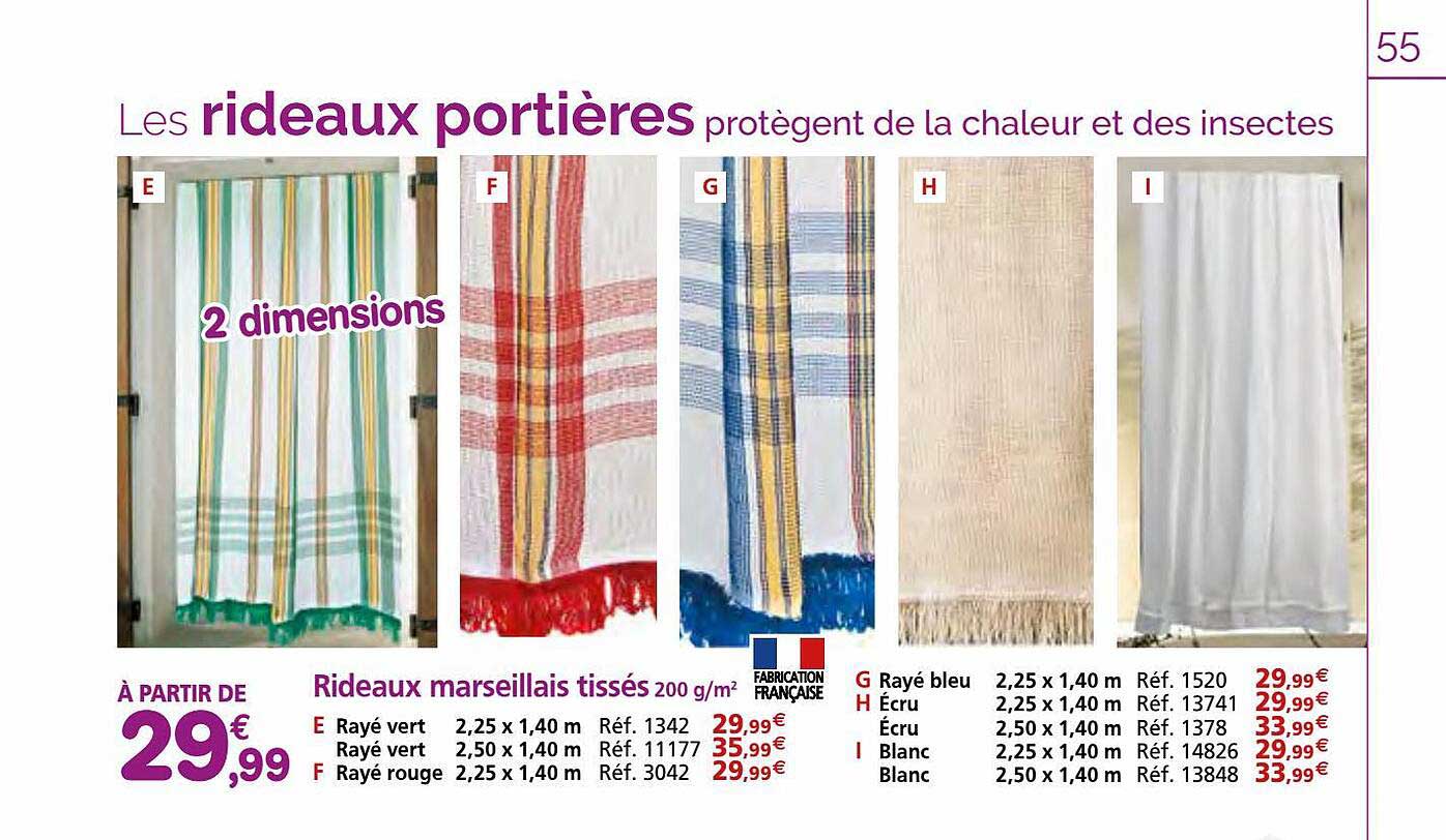 rideaux marseillais tissés 200 g-m²