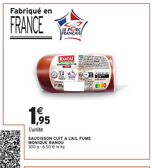 saucisson cuit à l'ail fumé monique ranou