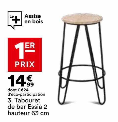tabouret de bar essia 2 hauteur 63 cm