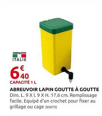 abreuvoir lapin goutte à goutte