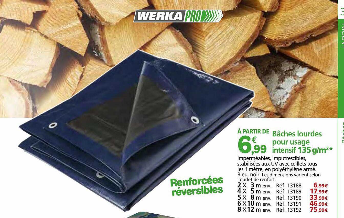 bâches lourdes pour usage intensif 135 g-m² werka pro