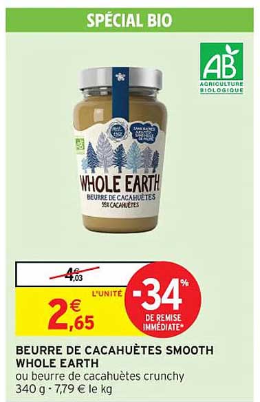 beurre de cacahuètes smooth whole earth