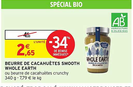 beurre de cacahuètes smooth whole earth