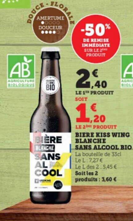 bière kiss wing blanche sans alcool bio