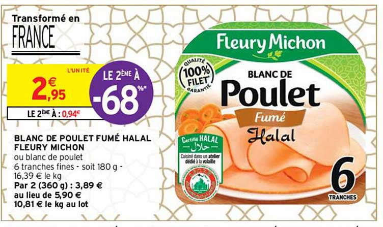 Blanc De Poulet Fumé Halal Fleury Michon