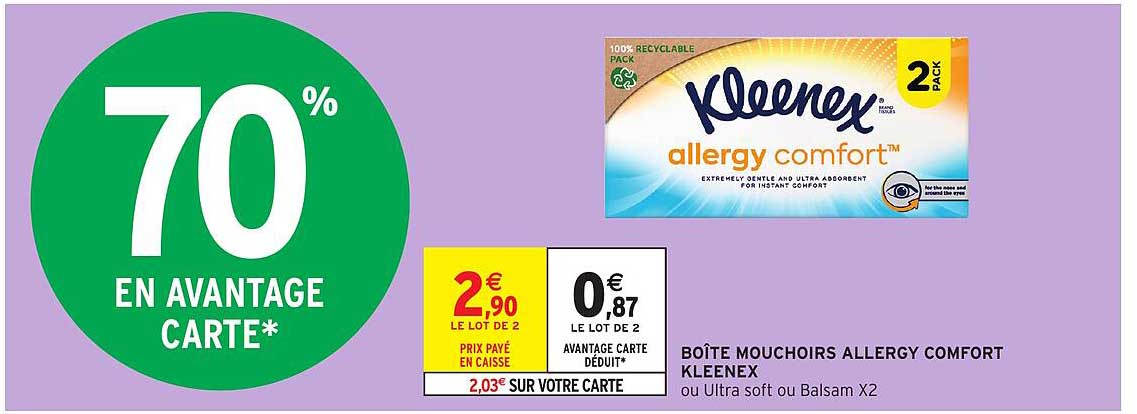 boîte mouchoirs allergy comfort kleenex