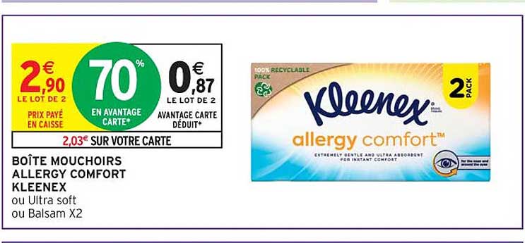 Boîte Mouchoirs Allergy Comfort Kleenex