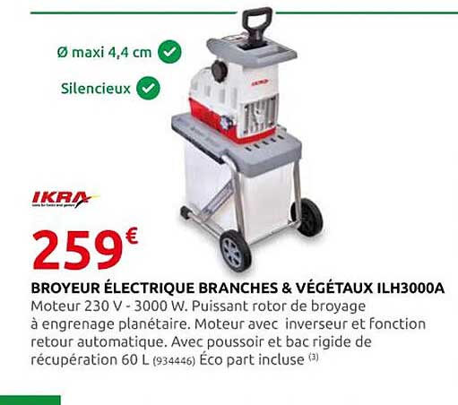 broyeur électrique branches & végétaux ilh3000a ikra